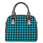 Turquoise And Black Buffalo Check Print Shoulder Handbag