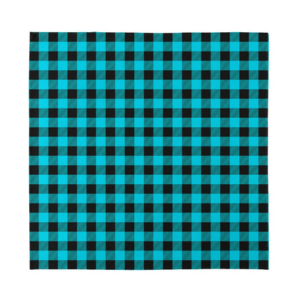 Turquoise And Black Buffalo Check Print Silk Bandana