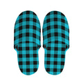 Turquoise And Black Buffalo Check Print Slippers