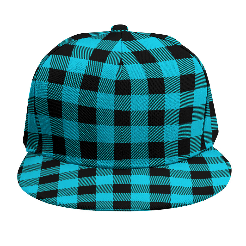 Turquoise And Black Buffalo Check Print Snapback Cap