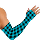 Turquoise And Black Buffalo Check Print Sun Protection Arm Sleeves