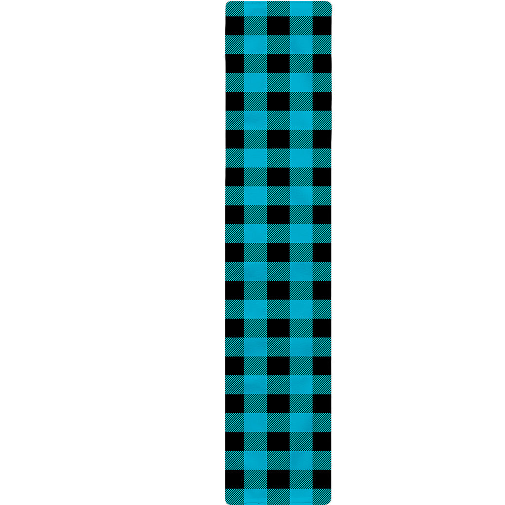 Turquoise And Black Buffalo Check Print Table Runner