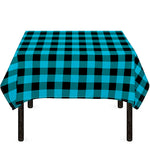 Turquoise And Black Buffalo Check Print Tablecloth
