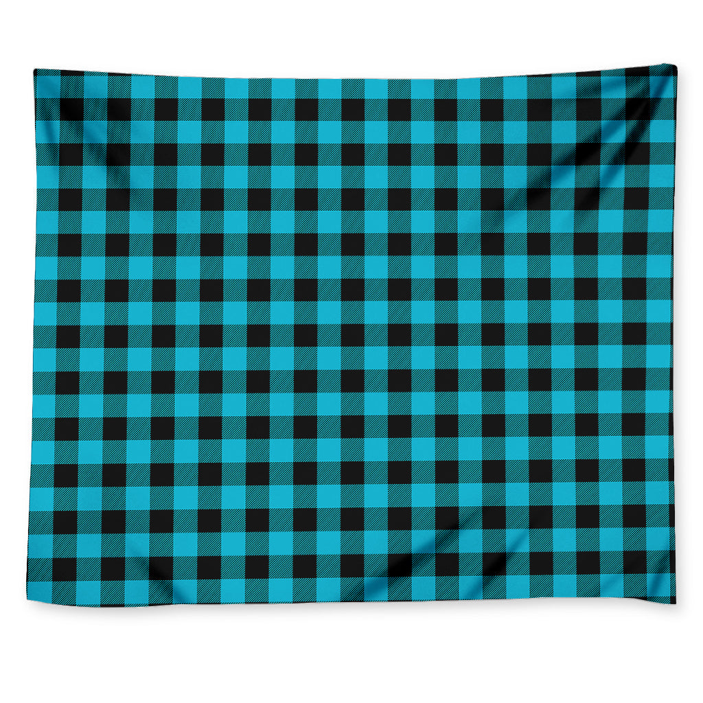 Turquoise And Black Buffalo Check Print Tapestry