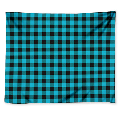 Turquoise And Black Buffalo Check Print Tapestry