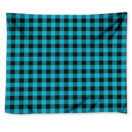Turquoise And Black Buffalo Check Print Tapestry