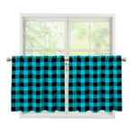 Turquoise And Black Buffalo Check Print Tier Curtains