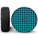 Turquoise And Black Buffalo Check Print Tire Cover With Camera Hole