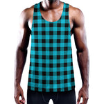 Turquoise And Black Buffalo Check Print Training Tank Top