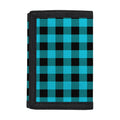 Turquoise And Black Buffalo Check Print Trifold Wallet