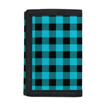 Turquoise And Black Buffalo Check Print Trifold Wallet