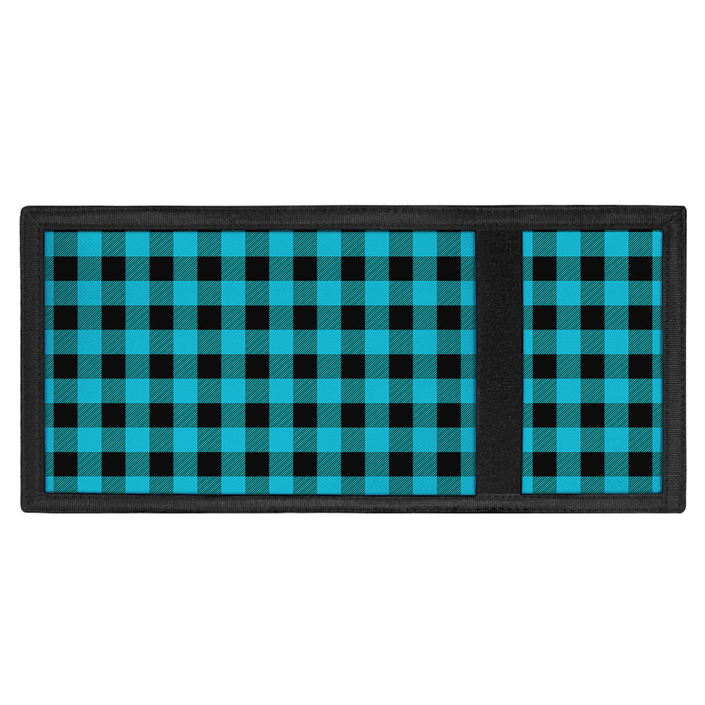 Turquoise And Black Buffalo Check Print Trifold Wallet