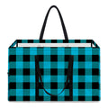 Turquoise And Black Buffalo Check Print Utility Tote Bag