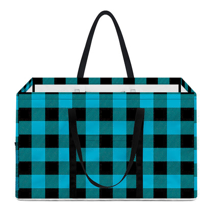Turquoise And Black Buffalo Check Print Utility Tote Bag