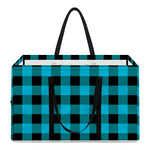 Turquoise And Black Buffalo Check Print Utility Tote Bag