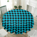 Turquoise And Black Buffalo Check Print Waterproof Round Tablecloth
