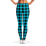 Turquoise And Black Buffalo Check Print Women's Leggings