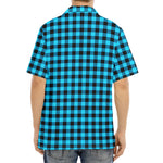 Turquoise And Black Check Pattern Print Aloha Shirt