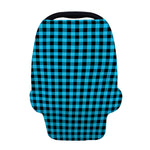 Turquoise And Black Check Pattern Print Baby Seat Cover