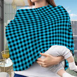 Turquoise And Black Check Pattern Print Baby Seat Cover