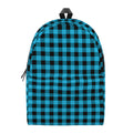 Turquoise And Black Check Pattern Print School Backpack