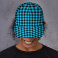 Turquoise And Black Check Pattern Print Baseball Cap