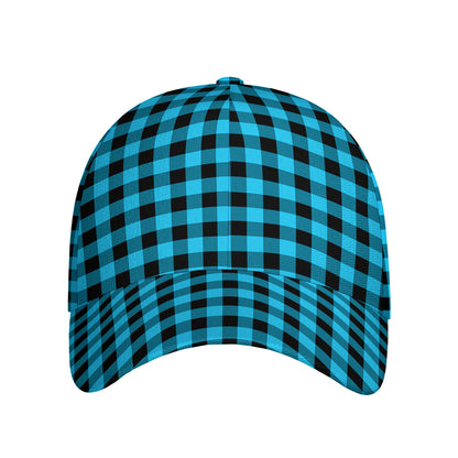 Turquoise And Black Check Pattern Print Baseball Cap