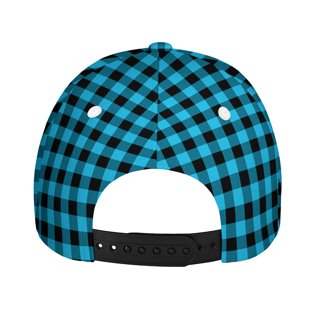 Turquoise And Black Check Pattern Print Baseball Cap