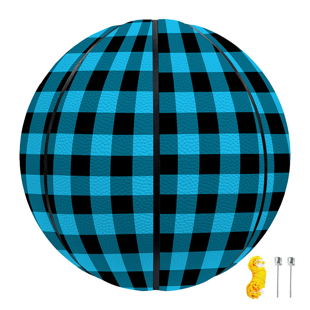 Turquoise And Black Check Pattern Print Basketball
