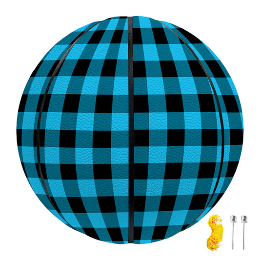 Turquoise And Black Check Pattern Print Basketball