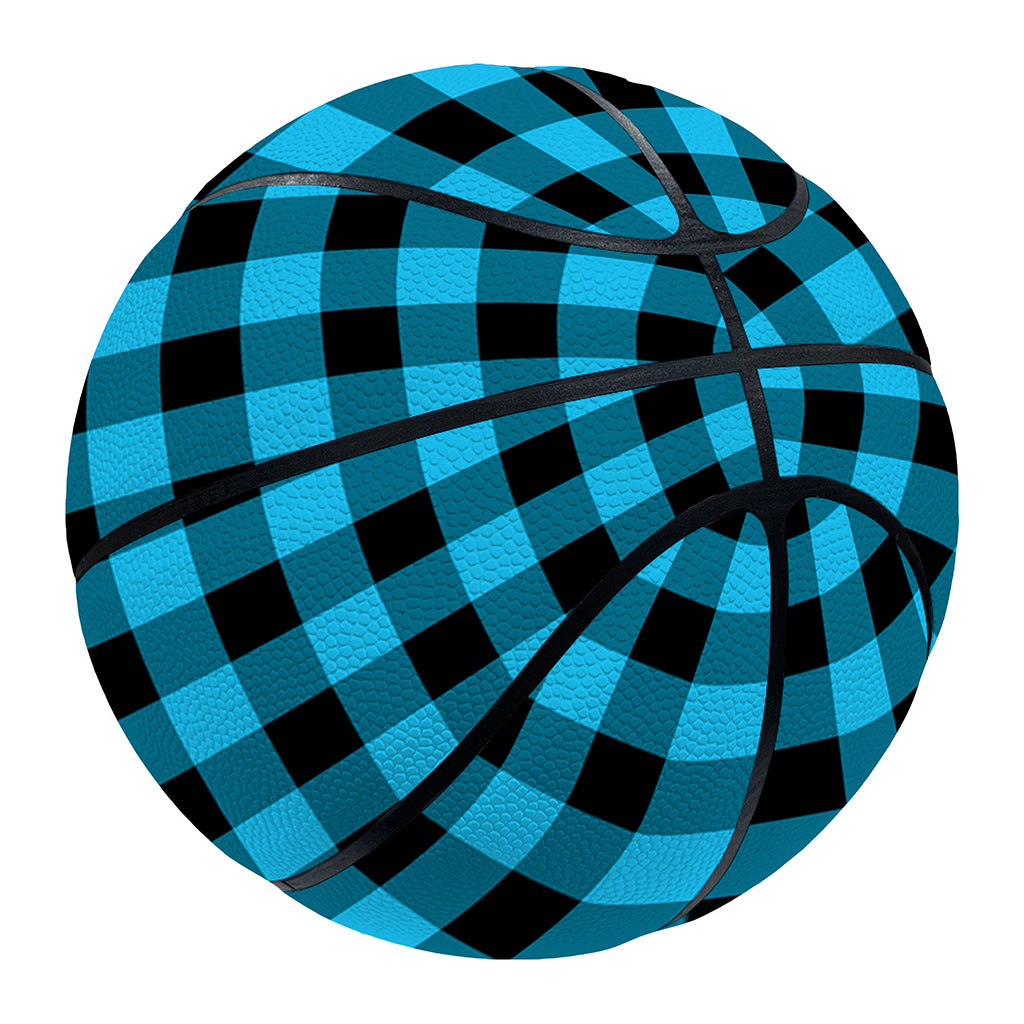 Turquoise And Black Check Pattern Print Basketball