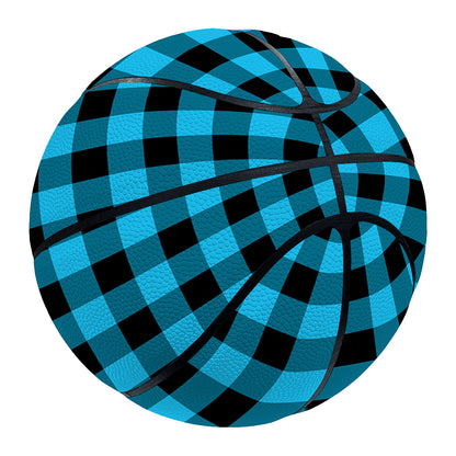 Turquoise And Black Check Pattern Print Basketball