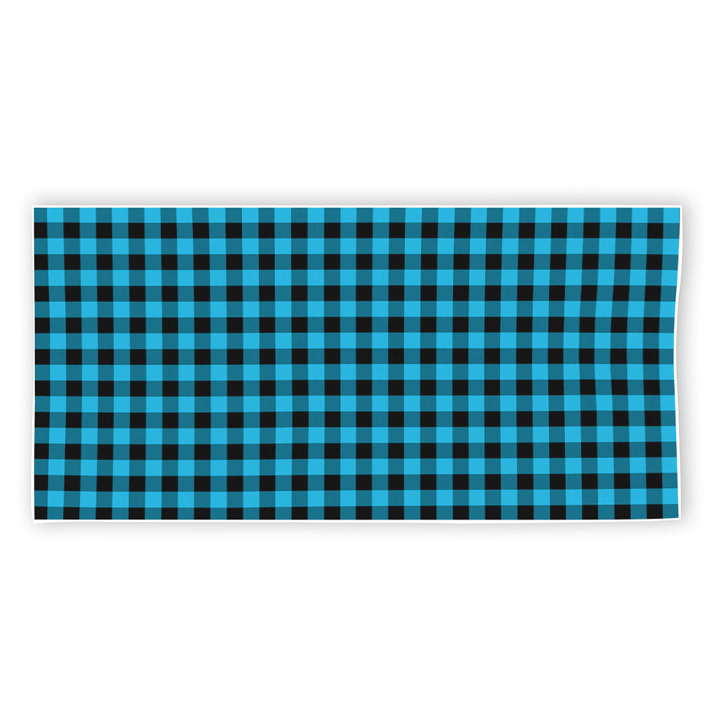 Turquoise And Black Check Pattern Print Beach Towel