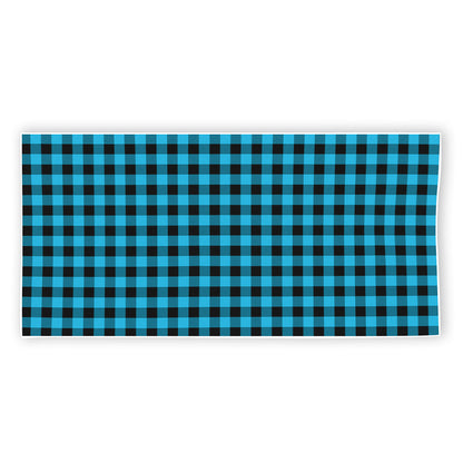 Turquoise And Black Check Pattern Print Beach Towel