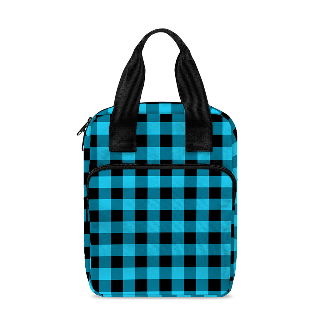 Turquoise And Black Check Pattern Print Bible Tote Bag