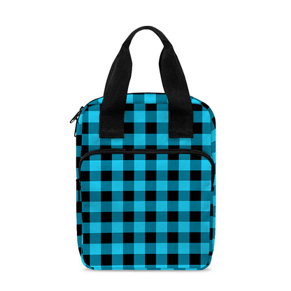 Turquoise And Black Check Pattern Print Bible Tote Bag