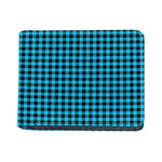 Turquoise And Black Check Pattern Print Bifold Wallet