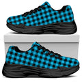 Turquoise And Black Check Pattern Print Black Chunky Shoes