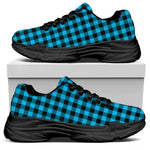 Turquoise And Black Check Pattern Print Black Chunky Shoes