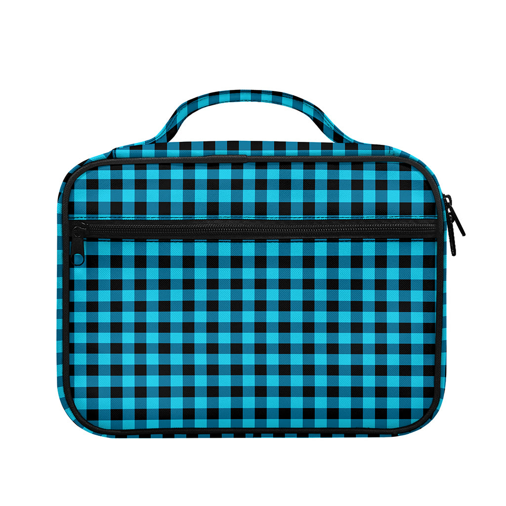Turquoise And Black Check Pattern Print Briefcase Bible Bag