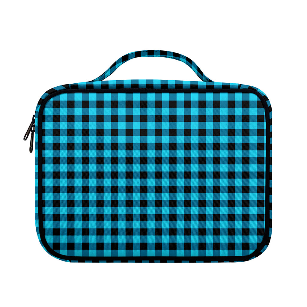 Turquoise And Black Check Pattern Print Briefcase Bible Bag