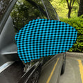 Turquoise And Black Check Pattern Print Car Side Mirror Covers