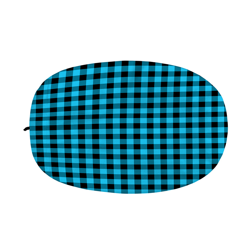Turquoise And Black Check Pattern Print Car Side Mirror Covers