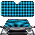 Turquoise And Black Check Pattern Print Car Windshield Sun Shade