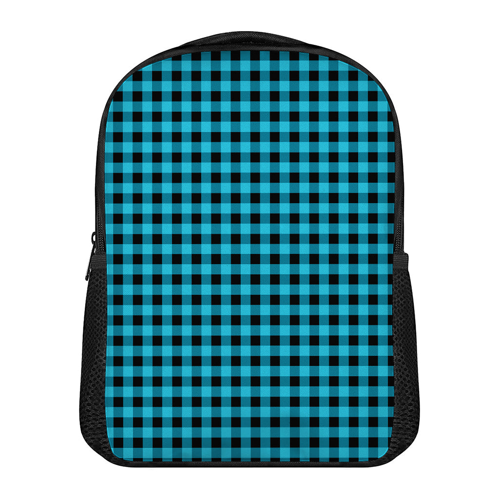 Turquoise And Black Check Pattern Print Casual Backpack