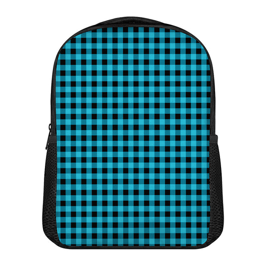 Turquoise And Black Check Pattern Print Casual Backpack