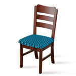 Turquoise And Black Check Pattern Print Chair Cushion Cover