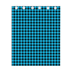 Turquoise And Black Check Pattern Print Curtain