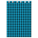 Turquoise And Black Check Pattern Print Curtain
