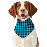 Turquoise And Black Check Pattern Print Dog Bandana